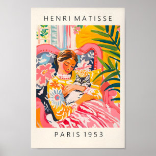 Mujer Con Un Gato, Matisse Rosa, Arte Pared, Dopam