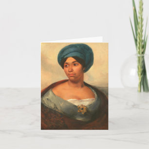 MUJER CON UN TURBANTE AZUL TARJETA DE ARTE FINO