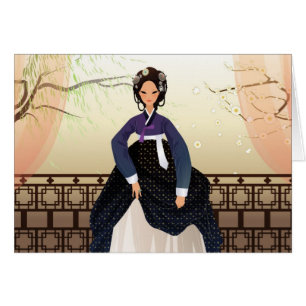 Mujer coreana que lleva un hanbok