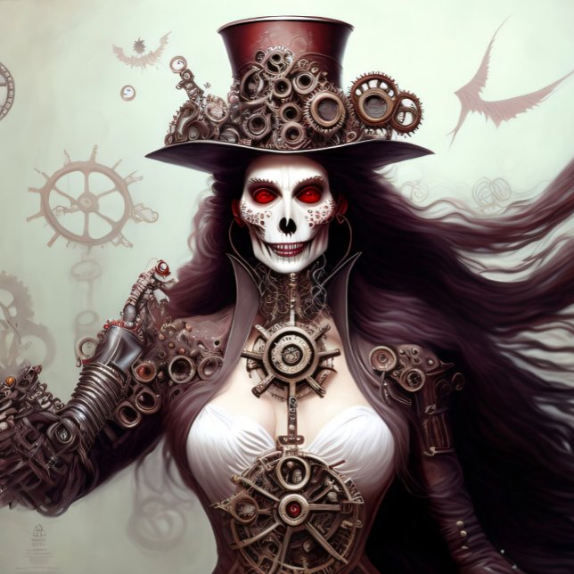 Mujer cráneo de steampunk Tejido papel Mousseline (Subido por el creador)
