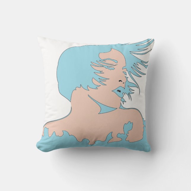 Mujer de 2 lados azul claro / almohada acqua (Anverso)
