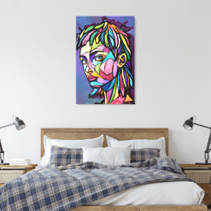 Mujer de arte pintado impresión en lienzo