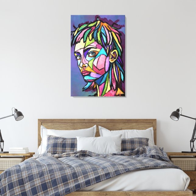 Mujer de arte pintado impresión en lienzo (Insitu(Dormitorio))