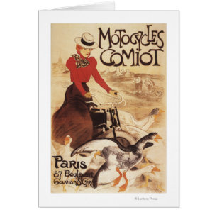 Mujer de Comiot Motocycles y poster del promo de