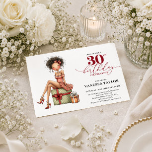 Mujer de dibujos animados chic Invitación de cumpl