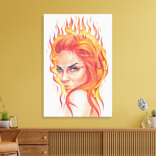 Mujer de fuego Arte de dibujo de retrato surrealis