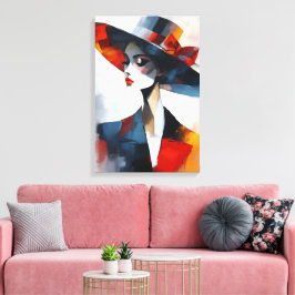 Mujer de Glamour Audaz con Sombrero Arte
