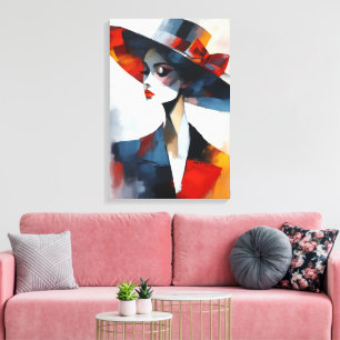 Mujer de Glamour Audaz con Sombrero Arte