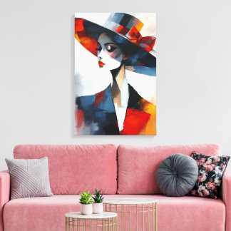 Mujer de Glamour Audaz con Sombrero Arte