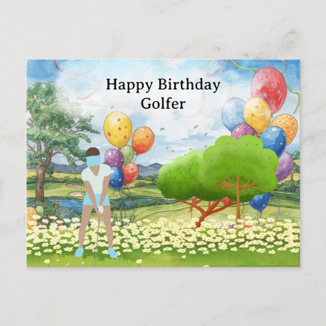Mujer de golf jugando golf Tarjeta de golf de cump (Anverso)