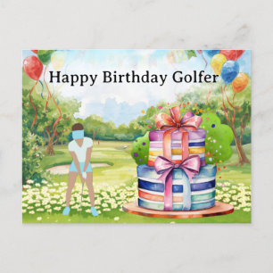 Mujer de golf jugando golf Tarjeta de golf de cump
