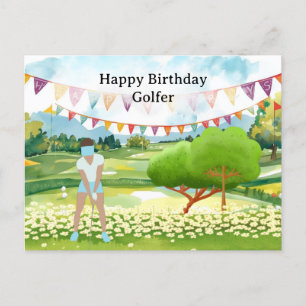 Mujer de golf jugando golf Tarjeta de golf de cump