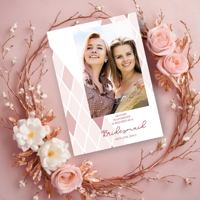 Mujer de honor Elegante Resumen Foto Propuesta Ros (Bridesmaid Elegant Abstract Photo Sophisticated Proposal Card.)