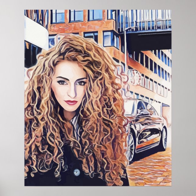 Mujer de la cabeza roja en arte abstracto de la ci (Frente)