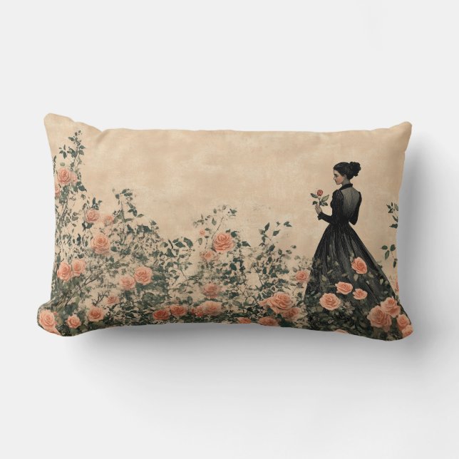 Mujer de la era victoriana en la almohada de jardí (Anverso)