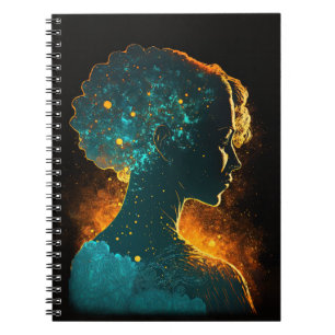 Mujer de la Estrella Oro y Pequeño Cuaderno Verde 