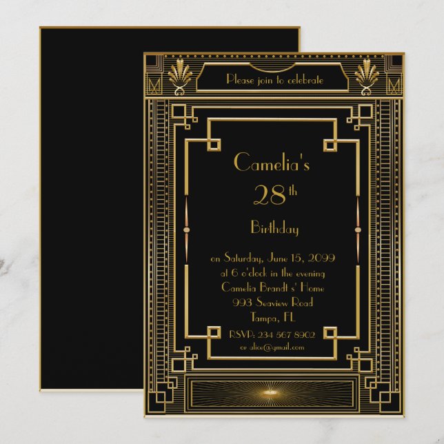 Mujer de la invitación de la fiesta de cumpleaños, (Anverso / Reverso)