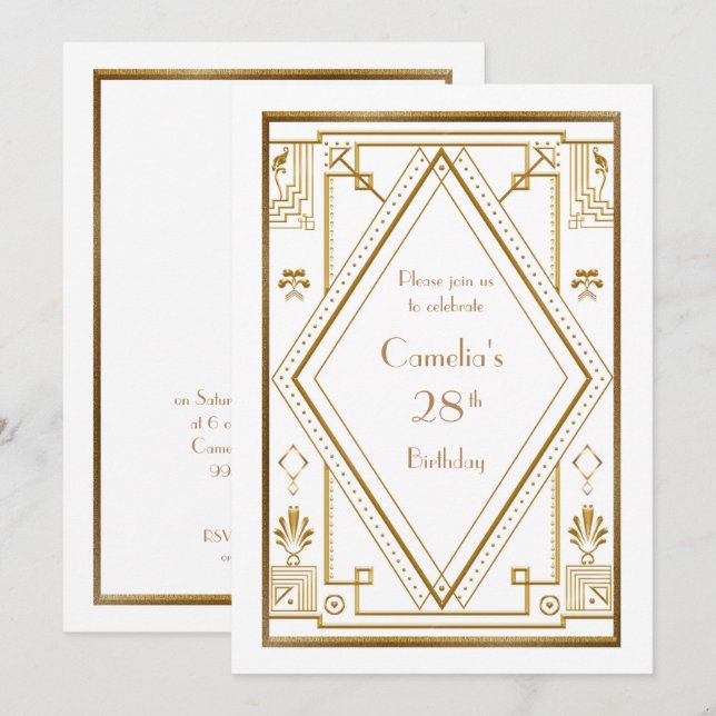 Mujer de la invitación de la fiesta de cumpleaños, (Anverso / Reverso)