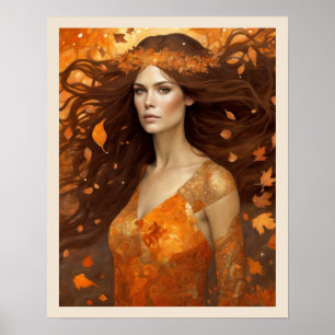 Mujer de la Reina de los Bosques de Otoño Arte Nue