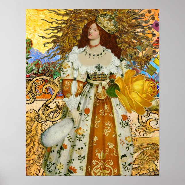 Mujer de la Vintage Sol Dorado: Arte Collage Leo Z (Frente)