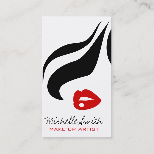 Mujer de labios rojos Diseño de tarjeta de visita  (Anverso)