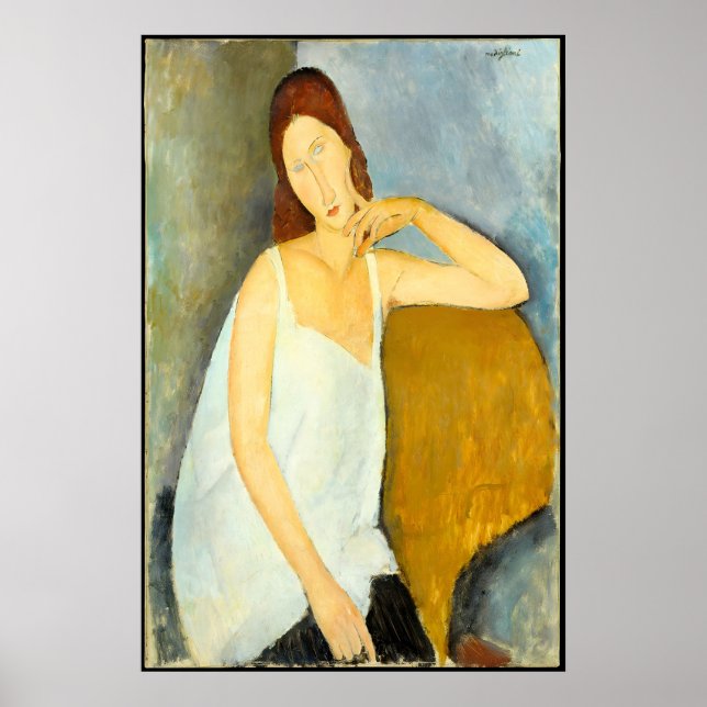 Mujer de Modigliani con pelo rojo impresión modern (Frente)