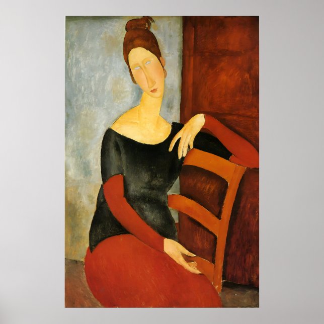 Mujer de Modigliani en Silla Roja Impresión Modern (Frente)