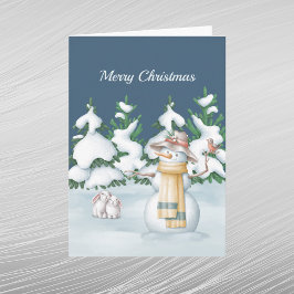 Mujer de Nieve de Navidad Conejos Árboles Nieve Ac