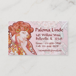 Mujer de Nouveau del arte de Mucha y tarjetas de