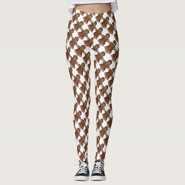 Mujer de pan de jengibre Navidades Cookie Leggings (Anverso)