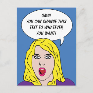 MUJER DE RETRO con su postal personalizado de TEXT