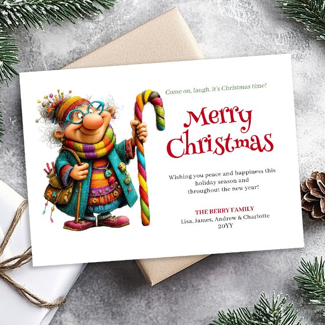 Mujer de Risa a Carcajadas Tarjeta de Navidad Impr (Laugh Out Loud Woman Printable Xmas Greeting)