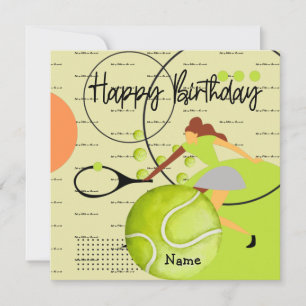 Mujer de tenis está jugando Feliz cumpleaños al am