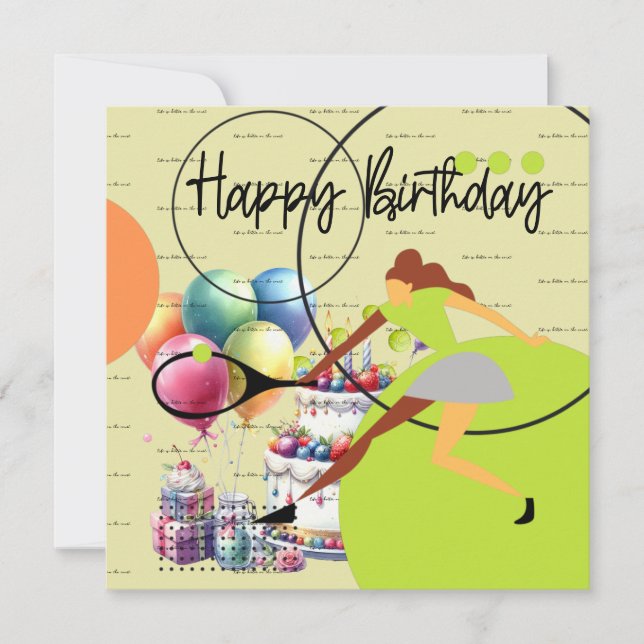 Mujer de tenis está jugando Feliz cumpleaños al am (Anverso)
