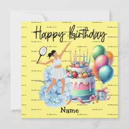 Mujer de tenis juega cumpleaños feliz para futboli