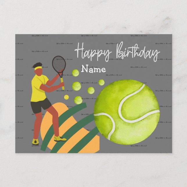 Mujer de tenis tocando Feliz Cumpleaños Tarjeta po (Anverso)