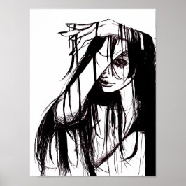 Mujer de tinta gótica Ilustración oscura Arte de t