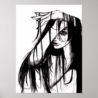 Mujer de tinta gótica Ilustración oscura Arte de t