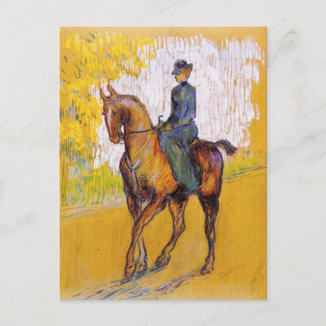 Mujer de Toulouse-Lautrec en postal de caballo (Anverso)