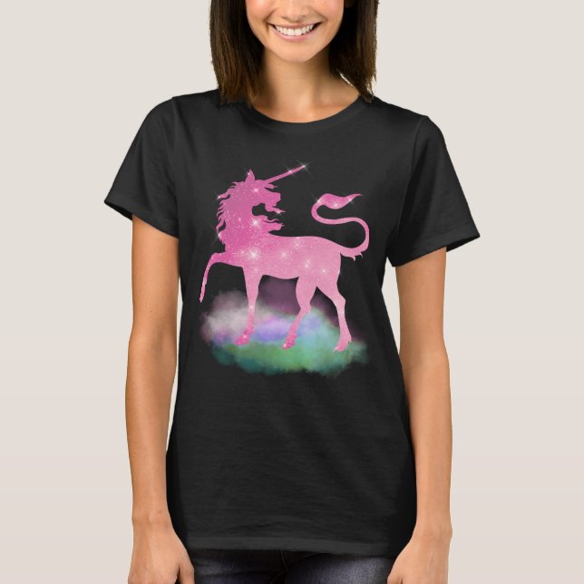 Mujer de unicornio rosa Camiseta de fantasía (Anverso)