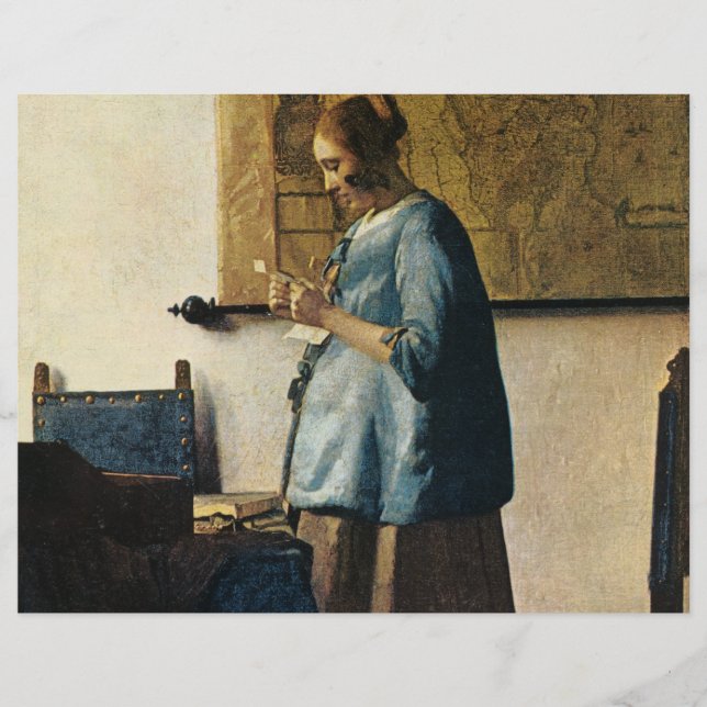 Mujer de Vermeer en azul leyendo una carta a aprox (Frente)