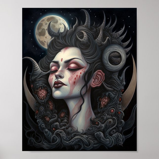 Mujer Demonio Reina arte de fantasía oscuro (Frente)