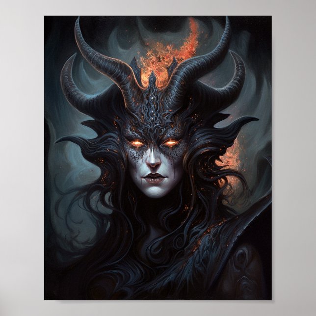 Mujer Demonio Reina arte de fantasía oscuro (Frente)
