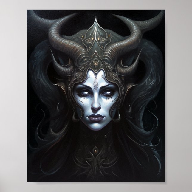 Mujer Demonio Reina arte de fantasía oscuro (Frente)