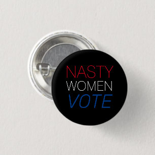 "mujer desagradable vota" Botón rojo azul negro