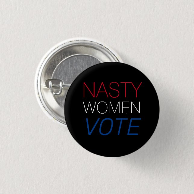 "mujer desagradable vota" Botón rojo azul negro (Anverso y reverso)