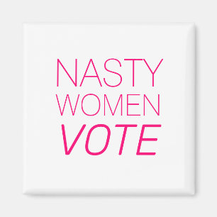 "mujer desagradable vota" imán blanco magenta, ros