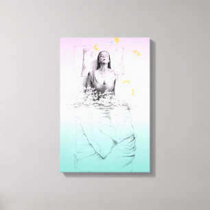 Mujer despertando nadando colores pastel arte surr