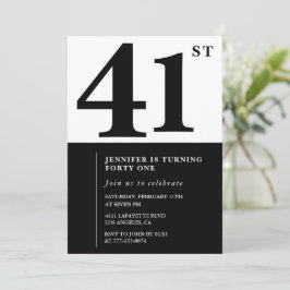 Mujer Elegante 41ª invitación de cumpleaños Negro