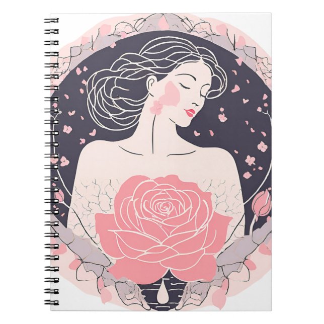 Mujer elegante abstracta cuaderno rosa pacífico (Frente)